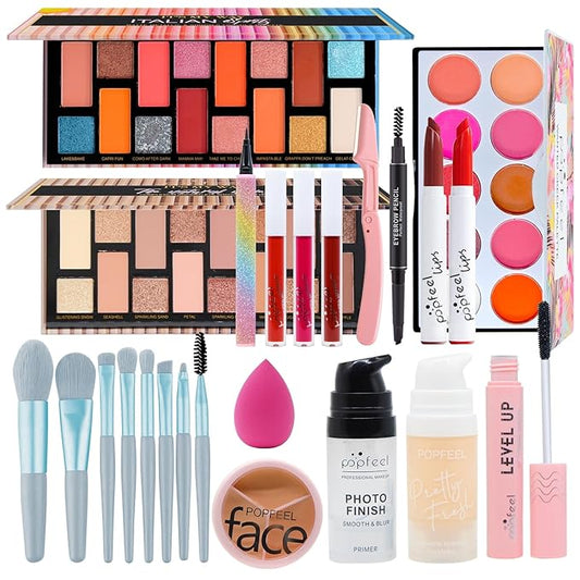 Makeup Kit for Women Full Kit, All-in-one Makeup Gift Set, Include Makeup Brush Set, Eyeshadow Palette, Lip Gloss Set, Lipstick, Foundation, Concealer, Mascara, Eyebrow Pencil