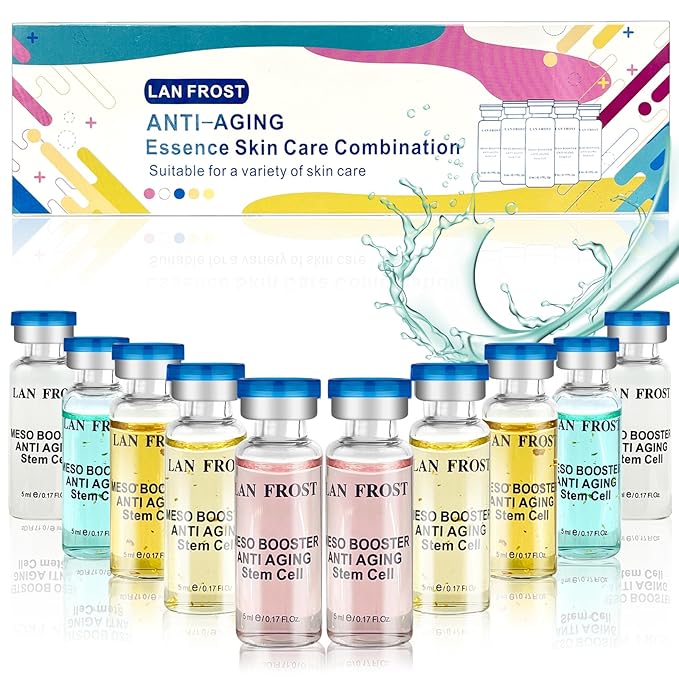 BB Facial Glow Kit Hyaluronic Acid Essence Skin Care Combination 0.17oz Hyaluronic Acid Ampoule and Essence Foundation 10 Vials Facial Serum Skin Therapy Kit