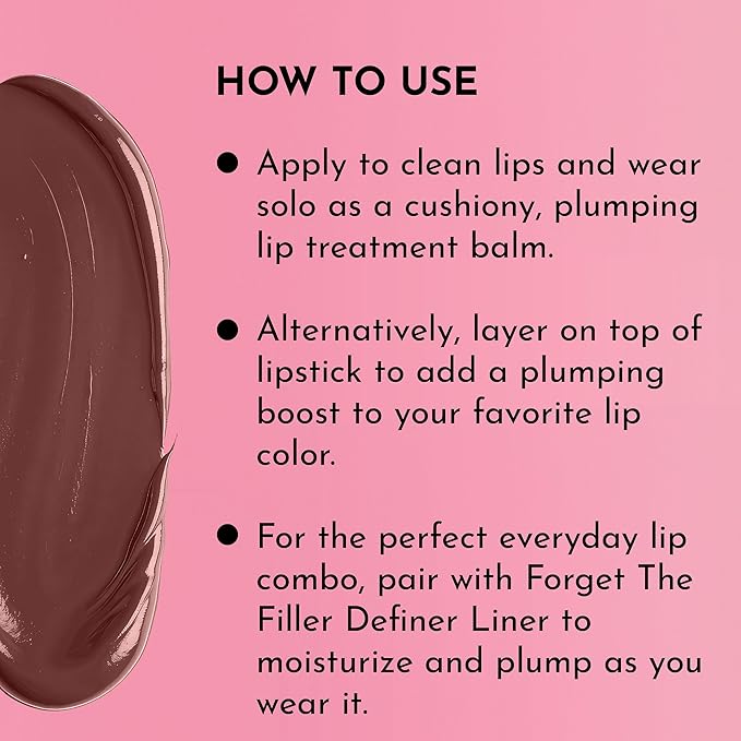 Lawless Forget the Filler Lip Plumping Line Smoothing Tinted Balm - Amaretto - Premium Tinted Lip Balm with Natural Ingredients to Plump and Smooth Lips for a Firmer, Fuller Look - 0.09 oz