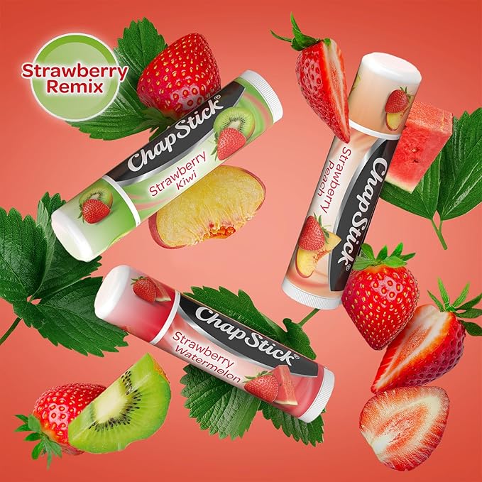 ChapStick Lip Moisturizer, Strawberry Remix 3-Packs (12 Sets/36 Tubes) – Bulk Lip Balm, Refreshing & Sweet, 0.15 Oz Ea