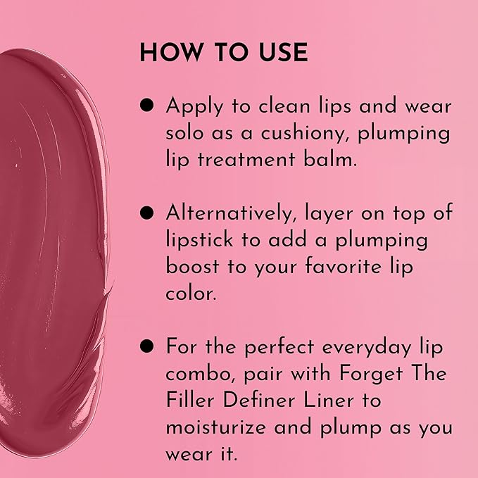 LAWLESS Forget the Filler Lip Plumping Line Smoothing Tinted Balm, Lover, Pink, 0.09 Ounce / 2.9 g