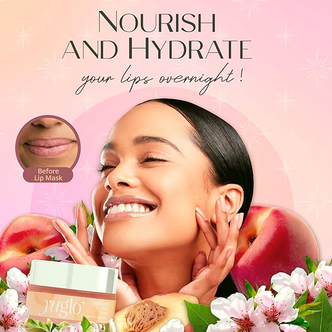 Moisture & Collagen Booster Lip Sleeping Mask - Treatment to Restore, Hydrate & Plump Dry Chapped Lips - Peach