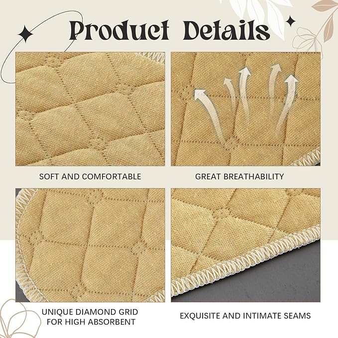 Toulite 10 Pcs Cotton Bra Liners 3 Layer Rectangle Under Bra Pads Sweat Liners for Women Sweating Supplies