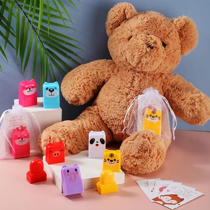 30 Sets Wild Animal Birthday Lip Balm Gifts Bulk Baby Shower Prizes Gift Girl Birthday Lip Balm Jungle Animal Party Favors for Preschool Toddler Boy Girl Classroom Prizes Classroom Prizes