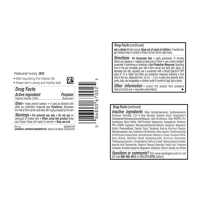 Neutrogena Healthy Skin Liquid Makeup Foundation with Broad Spectrum SPF 20 Sunscreen, Medium Coverage Foundation with Nourishing Pro-Vitamin B5, Natural Ivory 20, 1 fl. oz