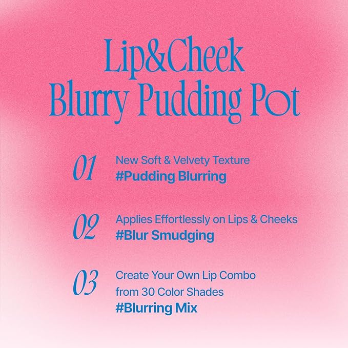 Lip&Cheek Blurry Pudding Pot | Reddish Moment - Greedy | Makeup Blush, Buildable Lightweight, Multi-Use Soft Matte Finish | 5g