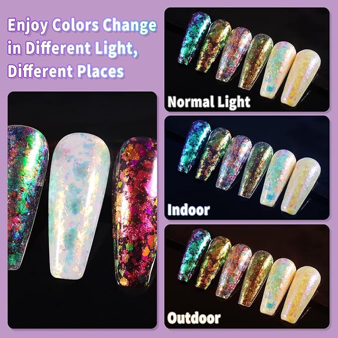 Allstarry 4 Colors Chameleon Flakes, Premium Sparkle Colorshift Pigment Powder for Epoxy Resin Slime Tumbler Making DIY Project Scrapbook Makeup Nail Art Paint Decoration