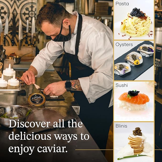 OVERNIGHT GUARANTEED, BESTER Premium Russian Osetra Sturgeon Caviar - 2x 1 oz-30G (Duo Pack) 2 tins of 30g each - Malossol Ossetra Black Roe - Premium Quality, Traditional Style, imported