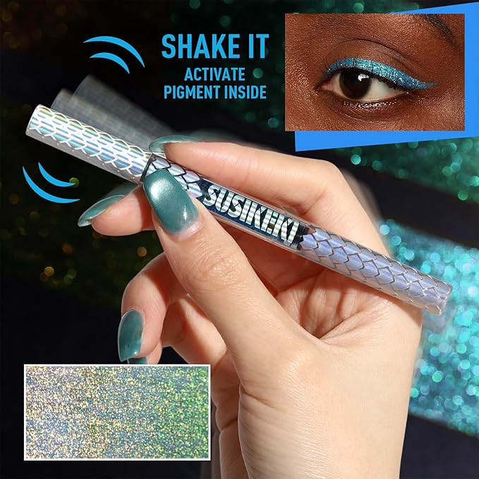 Chameleon Metallic Duochrome Liquid Eyeliner, Color Shifting Shimmery Eye Liner, Duo-color Waterproof Long Lasting Glitter Eye Makeup Pen Eyeliners (Mermaid Gleam)