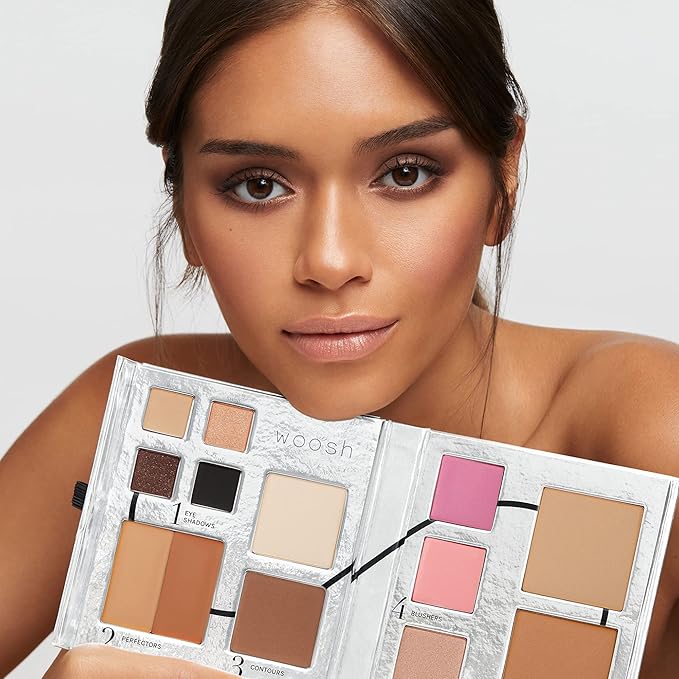 Woosh Beauty, Fold out Face Original Makeup Palette, Travel, All in One, Neutral Cream & Powder (#3 Medium)