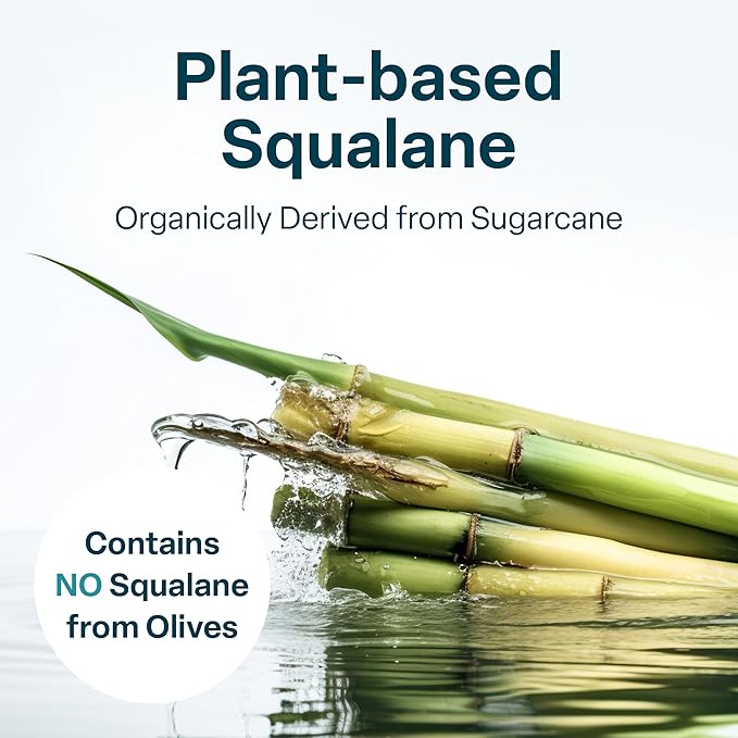 QRxLabs Pure Organic Squalane Oil & Vitamin E Oil for Face & Skin - 2 Fl Oz - USDA & ECOCERT Certified Organic Sugarcane - Hydrating Facial, Body & Hair Formula - Reduces Fine Lines & Wrinkles
