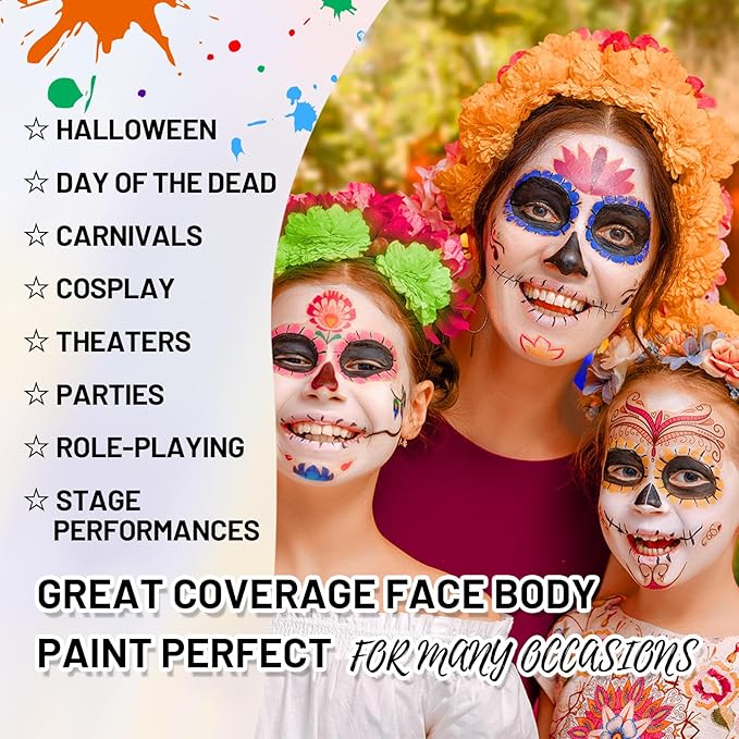 Orange Water Based Face Body Paint, 2.37 OZ Large Tube Full Coverage Face Paint for Tiger Pumpkin Cosplay, Washable Orange Body Painting Cream for Adult Carnival Halloween SFX Makeup