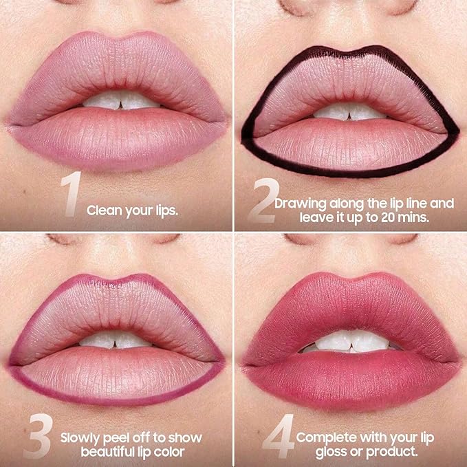 Lip Stain Peel Off - Lip Liner Waterproof, Lip Liner Stain Transfer Proof & Plumping, Moisturizing Non-Stick Cup Matte Finish Stay On All Day, Mauve Color