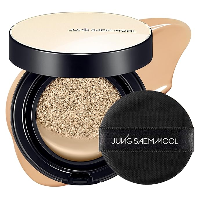JUNG SAEM MOOL Essential Skin Nuder Cushion 22W Sand 0.49 Fl Oz, No Refill, Natural Radiant Finish Cushion Foundation with Buildable Coverage, Lightweight Texture, Korean Foundation Makeup