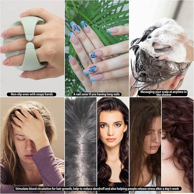 Hair Scalp Massager Shampoo Brush Silicone Scalp Scrubber Head Scrubber Exfoliating Brush - Green