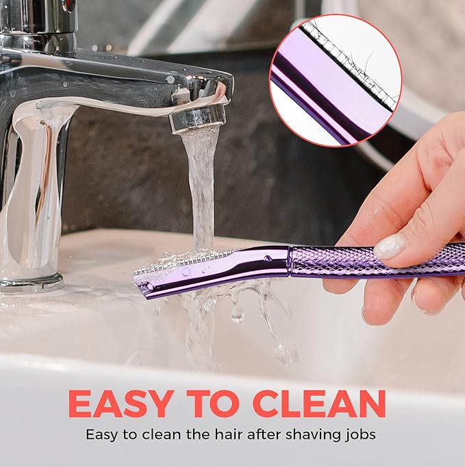ZOMCHI Eyebrow Razor, Face Razors for Women&Men, Eyebrow Trimmer Shaper with Precision Cover, Facial Shaver with 6 Blades (Purple)