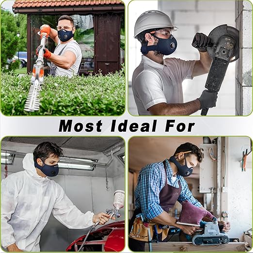 BASE CAMP Upgrade M Plus Dust Mask, Reusable Respirator Mask for Woodworking, Face Protection with 99.9% Effective Carbon Filters for Construction, Landscaping, Sanding, Painting, Pollution