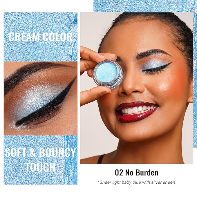 Oulac Cream Eyeshadow also for Highlighter Large Capacity Highly Pigmented Eye Shadow Waterproof &Long Lasting with Moisturizing Formula, Shimmer Glitter Eye Makeup. 6g.16+02