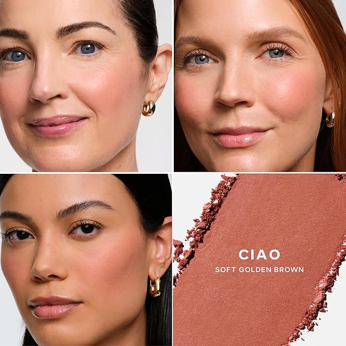 Saie SuperSuede Baked Blush - Talc-Free Powder Blush for All Day Wear - Enriched with Plant-Derived Squalane + Glycerin to Help Moisturize Dry Skin - Ciao (0.1 Ounce)