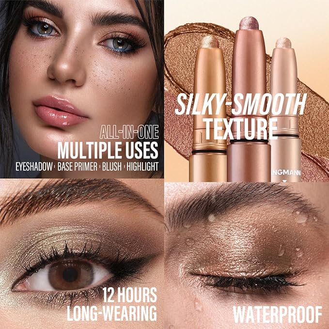 Jolilab Eyeshadow Stick Set, 6 Colors Matte Professional Bright-Colored Contouring and Highlight Eyeshadow Stick, Cream Waterproof Long Lasting High Pigmented Eye Shadow. (6, Set B)