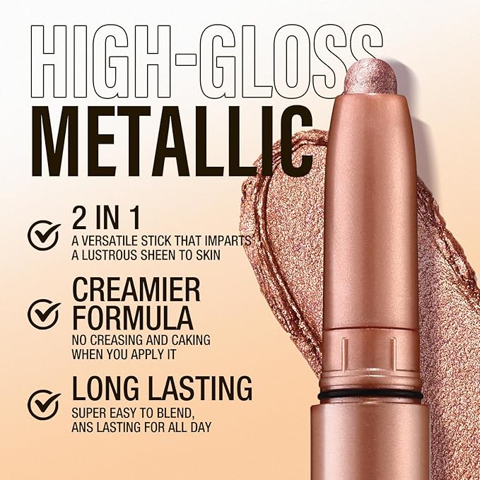 Jolilab Eyeshadow Stick Set, 2 Colors Matte Professional Bright-Colored Contouring and Highlight Eyeshadow Stick, Cream Waterproof Long Lasting High Pigmented Eye Shadow(2, 05+23 2pcs)