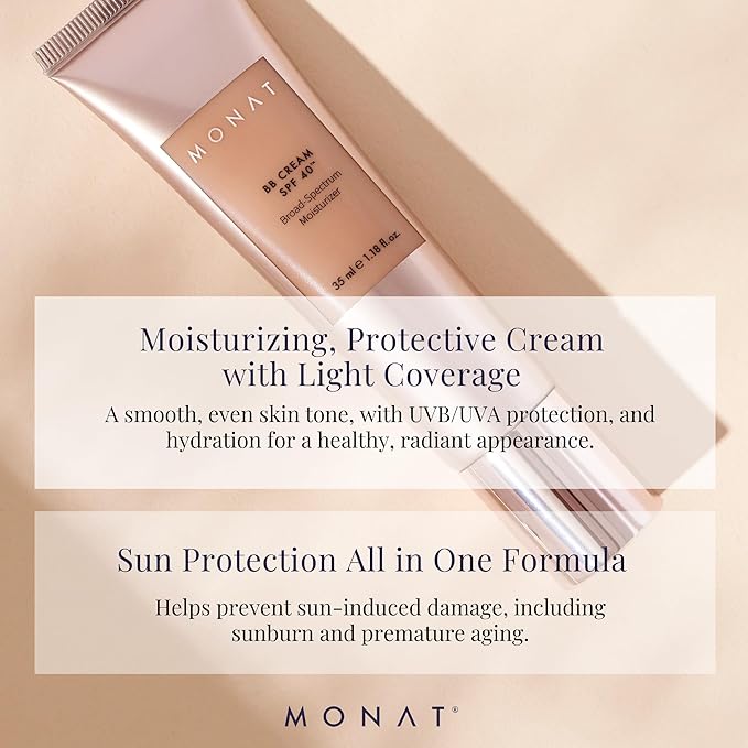 Monat BB Cream SPF 40 - Vanilla Broad-Spectrum Moisturizer, Lightweight Tinted Coverage, Fragrance-Free, 35ml/1.18 fl. oz.