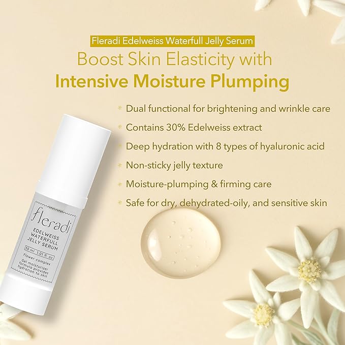 Edelweiss Essence: 30% Flower Extract Jelly Serum - Non-Sticky Hydration, Crafted by Renowned Korean Skincare Experts