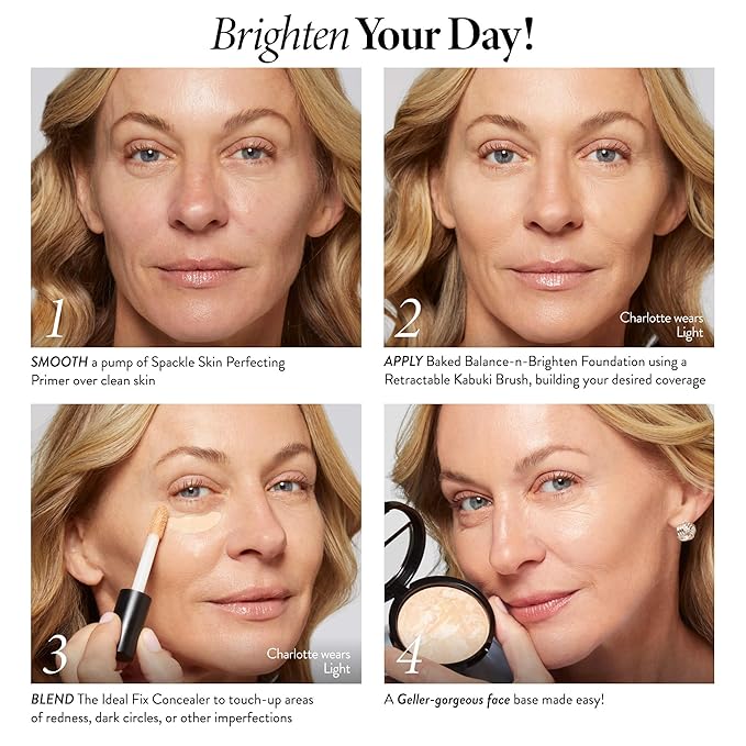 LAURA GELLER NEW YORK Award-Winning Baked Balance-n-Brighten Color Correcting Powder Foundation - Deep - Buildable Light to Medium Coverage - Demi-Matte Natural Finish