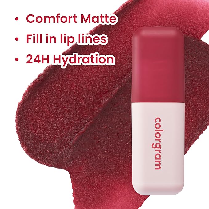 COLORGRAM NUDE BLUR TINT 03 LOVELY FIG | Soft Velvet Matte Lip Stain & Cheek Tint | Lightweight Blurring Tint for a Smooth & Airbrushed Finish | 24H Hydration, Long-Lasting & Non-Sticky Formula