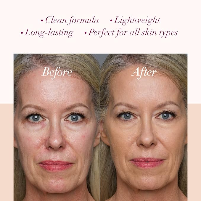 LUMINESS Silk Airbrush Spray Foundation & Buffing Brush Kit – Full Coverage Foundation & Dual-Sided Buffing Brush - Buildable Coverage, Anti-Aging Formula Hydrates & Moisturizes (Shade - Light Warm)