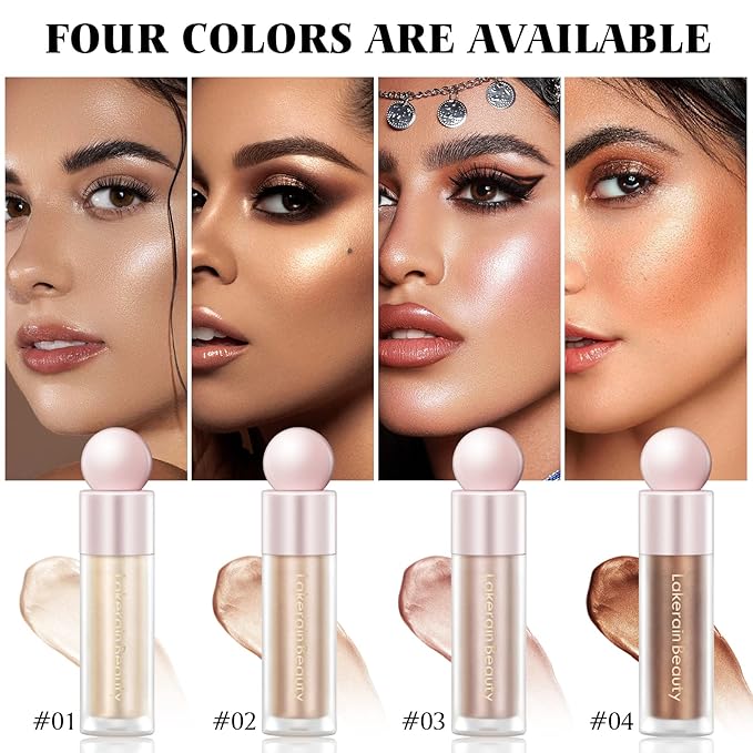 Liquid Highlighter Makeup, Natural Silky Shimmer Finish Face Highlighter, Highly Pigmented, Lasting, Blendable, Soft Cream For Face, 0.25fl.oz (#02 Champagne Shimmer), 1.3 Ounce, 1 Pack