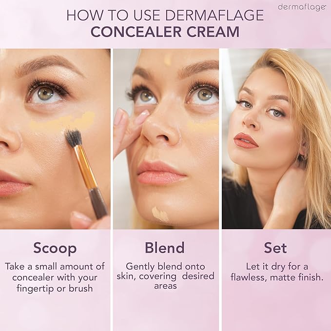 Dermaflage Waterproof Concealer Cream (Golden Fair) - Concealer Full Coverage, Matte Finish for Face & Body - Hides Dark Circles, Tattoos & Acne - Long Lasting Formula Used by Hollywood Makeup Artists