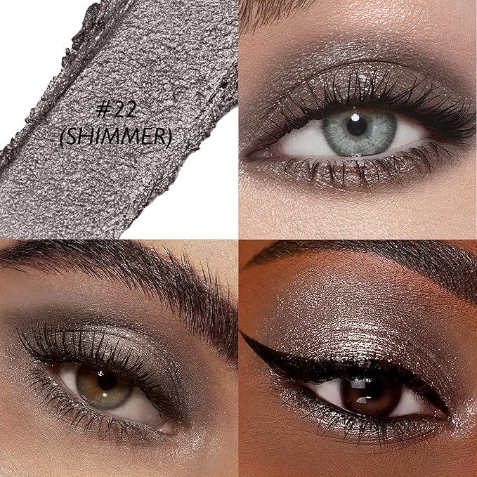 Dark Taupe Shimmer Eyeshadow Stick, Waterproof Cream Eye Shadow Pencil Long-Lasting Crease-Proof Glitter Eyeshadow Crayon Smooth High Pigmented Highlighter Neutral Eye Shadow Liner Makeup