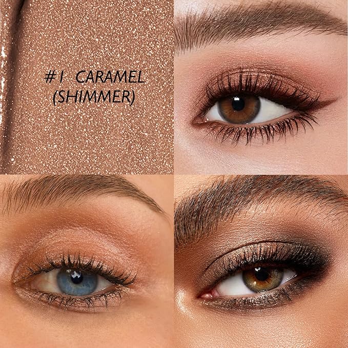 Eyeshadow Stick Waterproof Cream Eye Shadow Pencil Long-Lasting Crease-Proof Shimmer Glitter Eyeshadow Crayon Smooth High Pigmented Highlighter Neutral Eye Shadow Liner Makeup, 1 CARAMEL