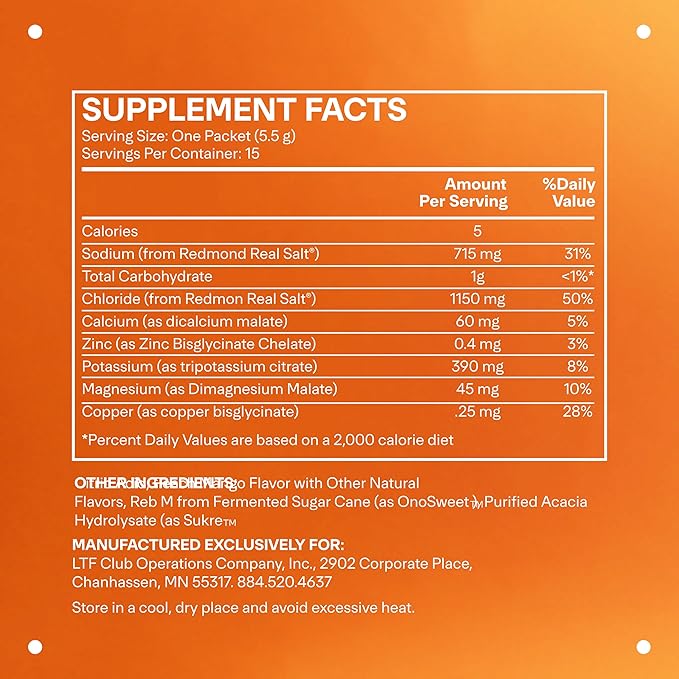 LTH Hydrate Hydration Mix - Trusted by Life Time Fitness Members - NSF Certified for Sport - Electrolyte Powder - Plant-Based, Non-GMO, Gluten Free - 15 Single-Serve Packets (Peach Mango)