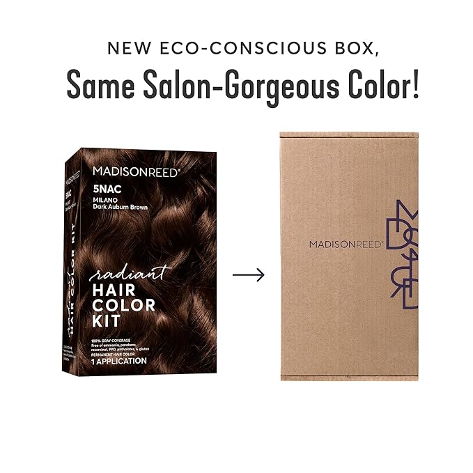 Madison Reed Radiant Hair Color Kit | 5NAC Dark Chocolate Brown (Milano Brown) for 100% Gray Hair Coverage | Salon Quality Permanent Hair Dye | PPD-Free & Ammonia-Free | (Packaging May Vary) 1 Pack