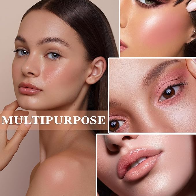 6 Colors Blush Palette,Matte Contour Makeup Blush for Cheeks,Waterproofing Highly Pigmented Face Cheek Blusher with Make Up Brush A3