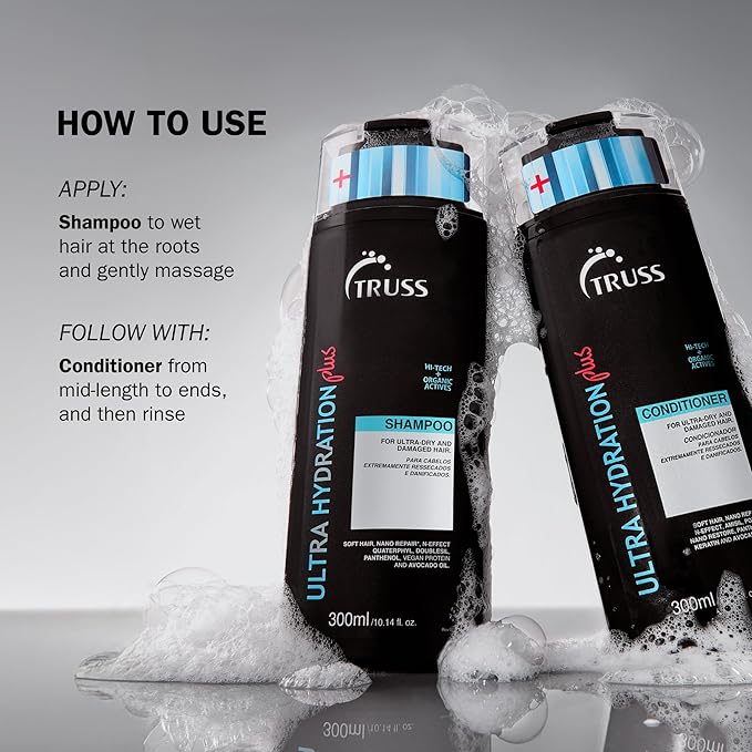 TRUSS Ultra Hydration PLUS Shampoo - For Color and Chemical Treated Hair - Restores Elasticity, Revitalizes, Adds Body & Shine to All Hair Types & Textures