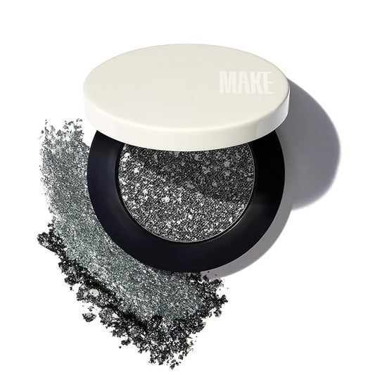 MAKE Beauty Multi-Chromatic Eye Shadow. Metal Reflecting Luminous Foil Finish Creamy, Buildable, Dimensional Long-wear, Crease-proof Powder Eyeshadow, Multichrome Shade - Stardust, Emerald Green