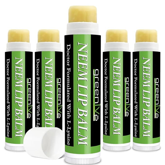 GreenIVe Neem Lip Balm, Vegan Lip Moisturizer with L-Lysine, Soothe and Soften (5)