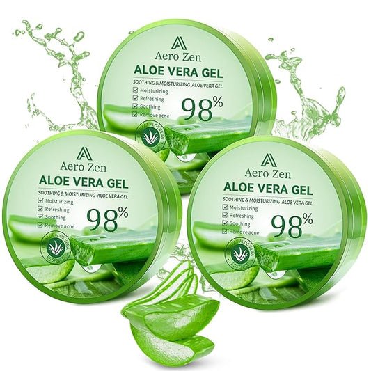3-Pack Pure Aloe Vera Gel for Face & Body, 98% Pure Aloe Vera Gel for Skin, Scalp, & Hair, Soothing Aloe Face Moisturizer, Multipurpose Skin Care（30oz）