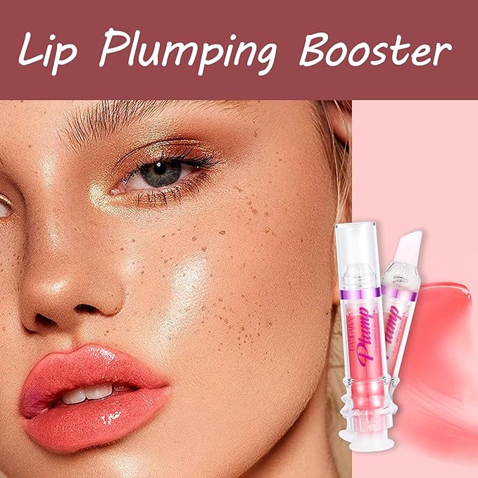 Lip Plumper Gloss 3 Colors Set,Natural Lip Plumping Oil and Lip Care Serum Enhancer for Fuller Booster Balm Moisturizing Hydrating&Reduce Fine Lines Nourishing Non-sticky Lips Mask Makeup