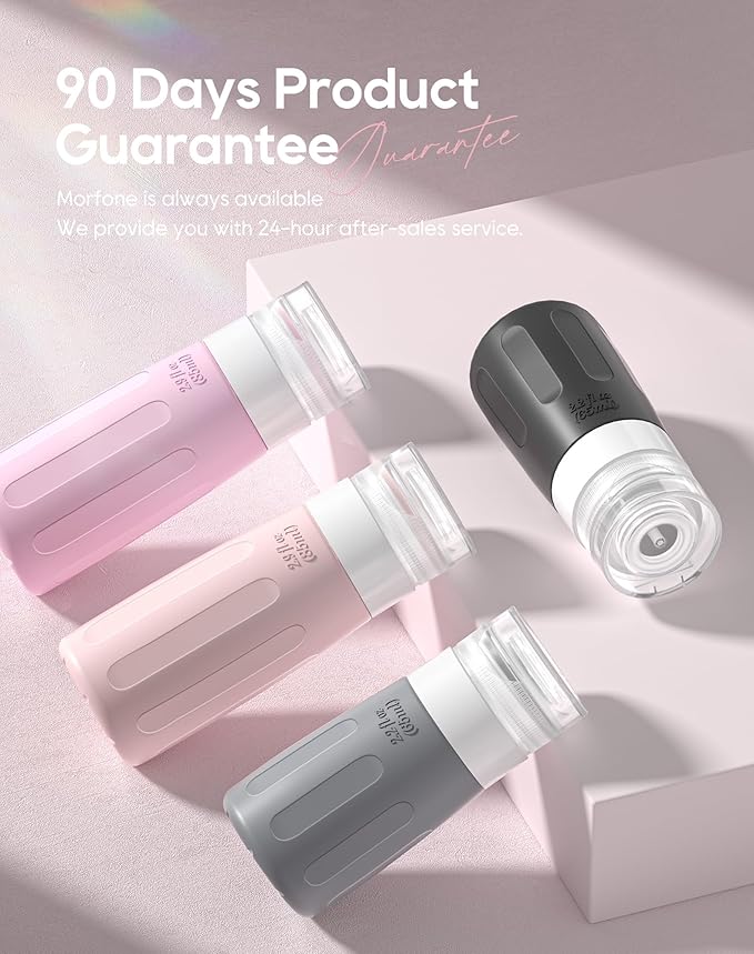 Morfone 16 Pack Silicone Travel Bottles Set for Toiletries TSA Approved Travel Containers Leakproof Squeezable Refillable Accessories 2oz 3oz for Shampoo Conditioner Lotion Liquids (Black Pink)