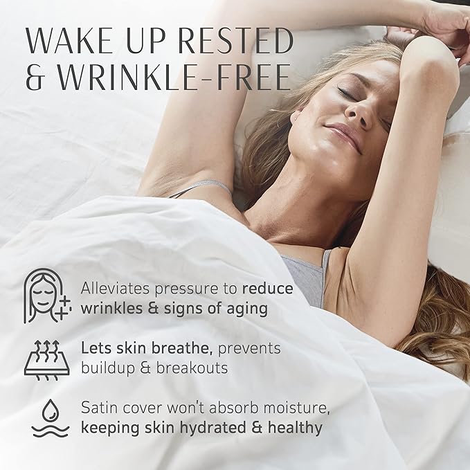 Your Face Pillow-Back Sleeper Beauty Pillow, Cervical Neck Pillow Contour Memory Foam Pillow, Ergonomic Neck, Back & Shoulder Support. Back Sleeping Reduces Pressure on Skin - Standard with Satin Case