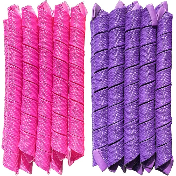 Aimin 50pcs Spiral Heatless Hair Curlers For Long Hair, 22Inch No Heat Curlers Kit With 6pcs Styling Hooks (purple-pink)