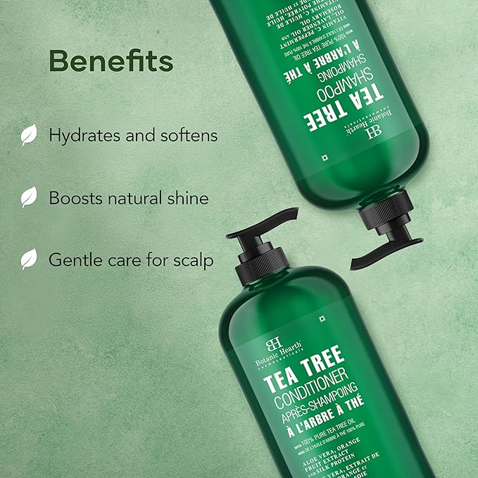 Botanic Hearth Tea Tree Shampoo And Conditioner Set | With 100% Pure Tea Tree Oil, For Itchy And Dry Scalp, Sulfate/Paraben Free | For Men And Women | 16 Fl Oz Each