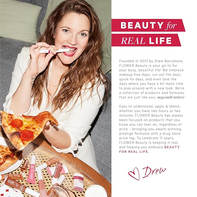 FLOWER BEAUTY By Drew Barrymore Get Real Serum Concealer - Brightens Skin + Blurs Blemishes - Hydrating Serum- Almond