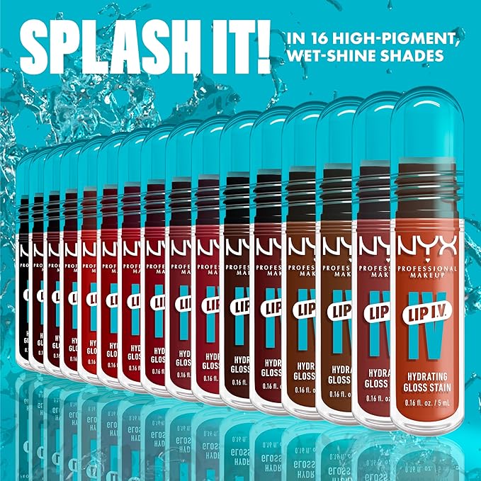 NYX PROFESSIONAL MAKEUP Lip IV Hydrating Glossy Lip Stain with 12HR Hydration - Bubblegum Burst (Pink)