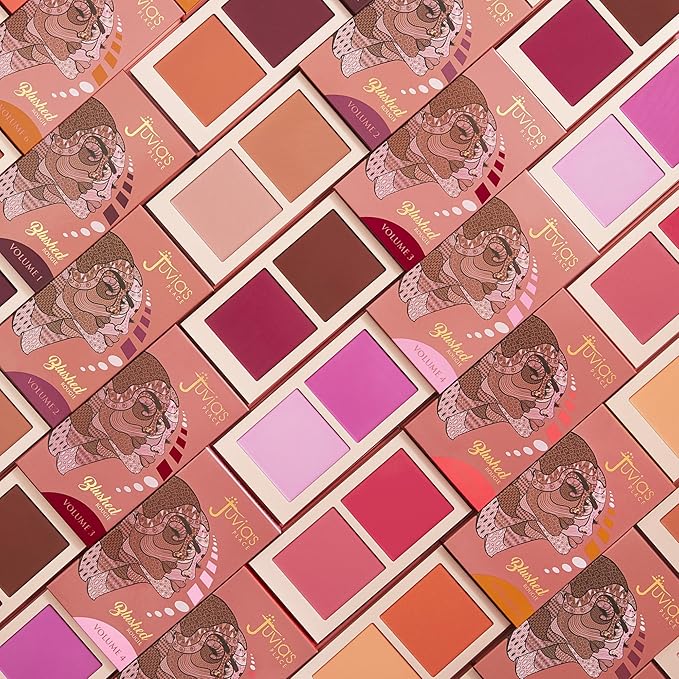 Juvia's Place Blushed Duo Blush Volume3 - Two Tone Pigmented Buildable Pressed Mineral Powder - Rosy Natural Cheeks Matte Fresh Finish for All Skin Color