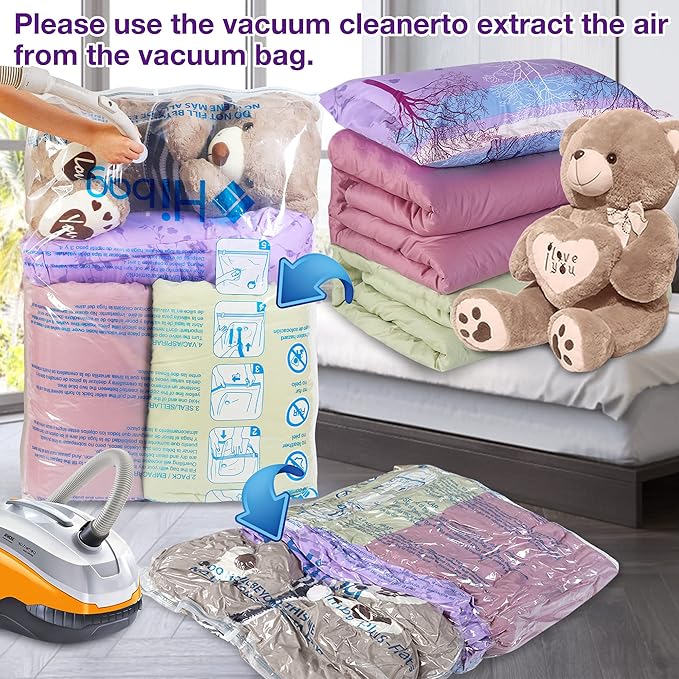 XXL Jumbo 47''X35'' Vacuum Storage Space Saver Bags Extra Large for Blanket, Bedding, Comforters and Huge Stuffed Toy (6 Pack)